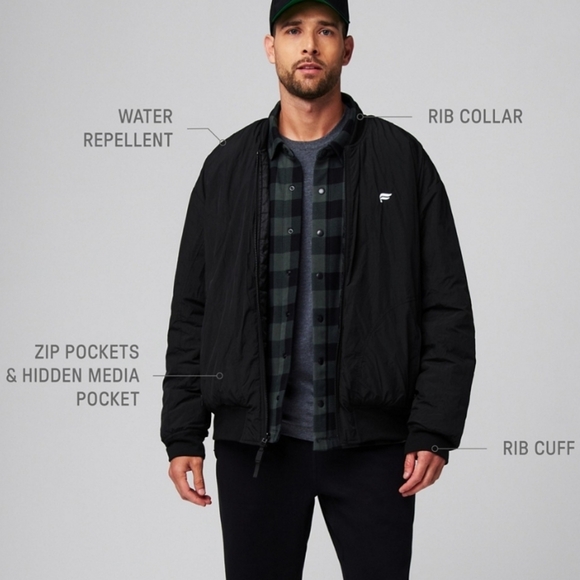 Fabletics Black The Essential Reversible Bomber Jackets - Picture 4 of 5